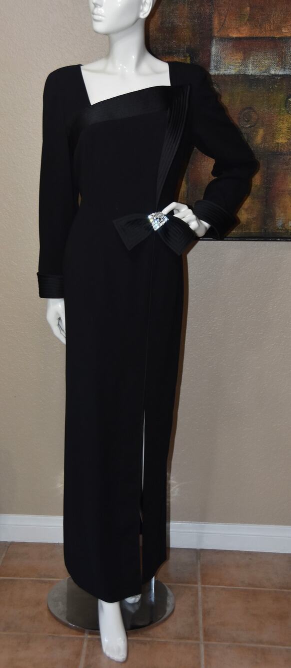 GRETA Asymmetric Formal Evening Party Long Sleeve Rhinestone Column Gown Dress